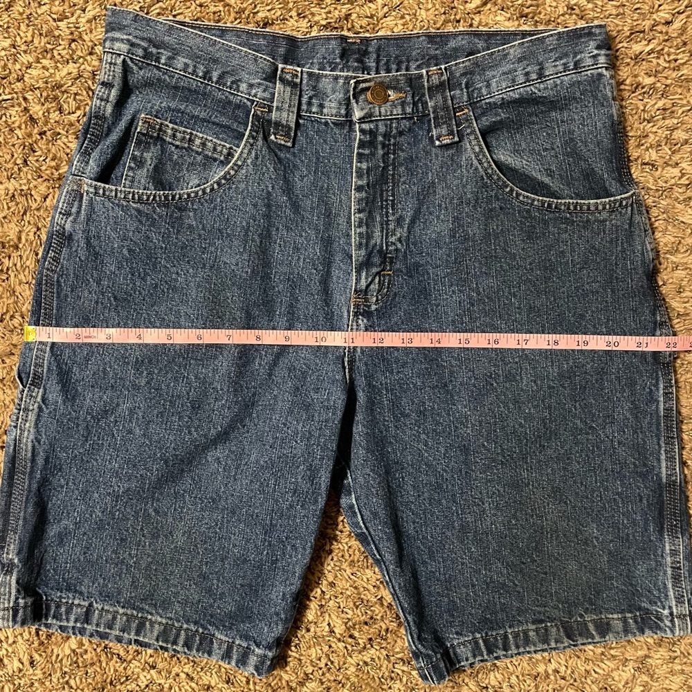 Wrangler Mens 33 Denim Carpenter Jorts Bermuda Shorts Baggy High Rise Blokette - Picture 7 of 10